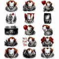 Pennywise Theme Temporary Tattoos, 15-Piece Pack, 5x5cm Size, Gift for Friends and Fans, Halloween Spirits Fun For Event