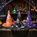 Halloween Witch Hat Costume Jack Skellington And Sally Pattern, The Nightmare Before Christmas Cosplay Headwear for Halloween, Costume and Makeup Party Decor