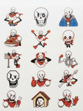 Papyrus Undertale Theme Temporary Tattoos, 15-Piece Pack, 5x5cm Size, Gift for Friends and Fans, Halloween Spirits Fun For Event
