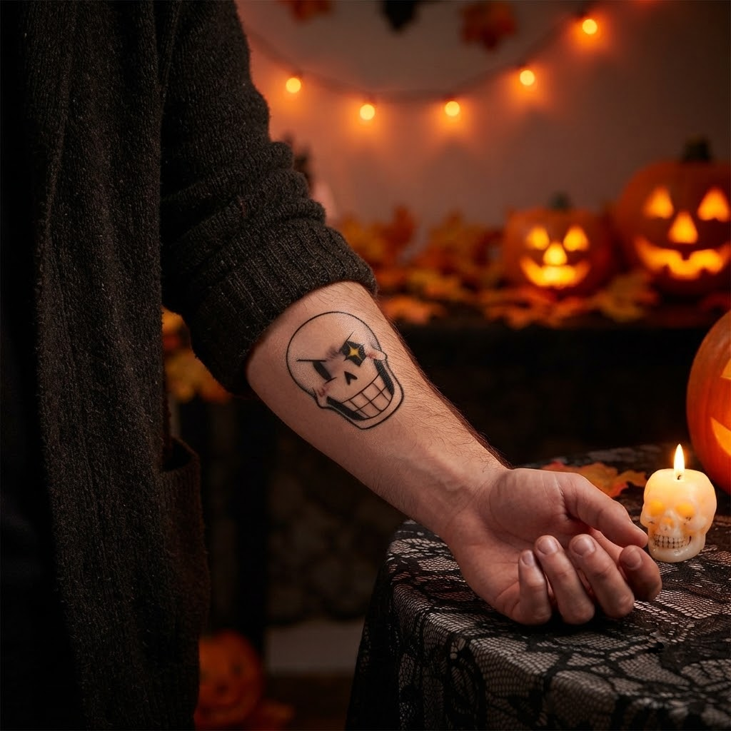 Papyrus Undertale Theme Temporary Tattoos, 15-Piece Pack, 5x5cm Size, Gift for Friends and Fans, Halloween Spirits Fun For Event