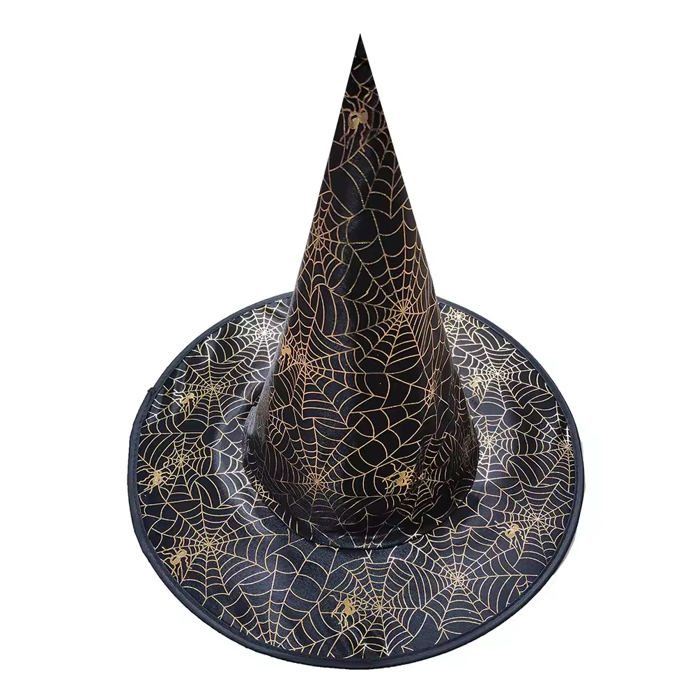 Masquerade Party Halloween Costume, Accessory Decoration Party, Spider Web Gold Silver, Kid Adult Hats, Wizard Hat