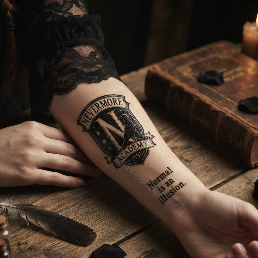 Wednesday Addams Theme Temporary Tattoos, 15-Piece Pack, 5x5cm Size, Gift for Friends and Fans, Halloween Spirits Fun For Event