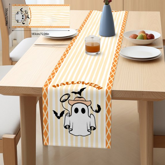 Halloween Table Runner Decorations, Halloween Tablecloth Placemat Decoration Ornament for Indoor Outdoor, Halloween Scary Decor for Home Outside Yard Lawn Garden Party