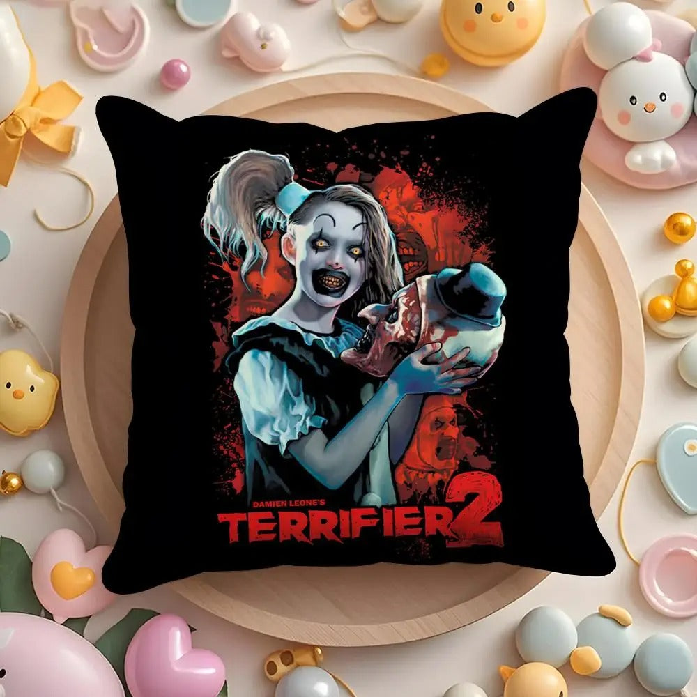 Horror Movie Plush Pillow Cover, Double-Sided Printed Throw Cushion Case, Soft Short Plush Winter Home Decor, Machine Washable Pillowcase