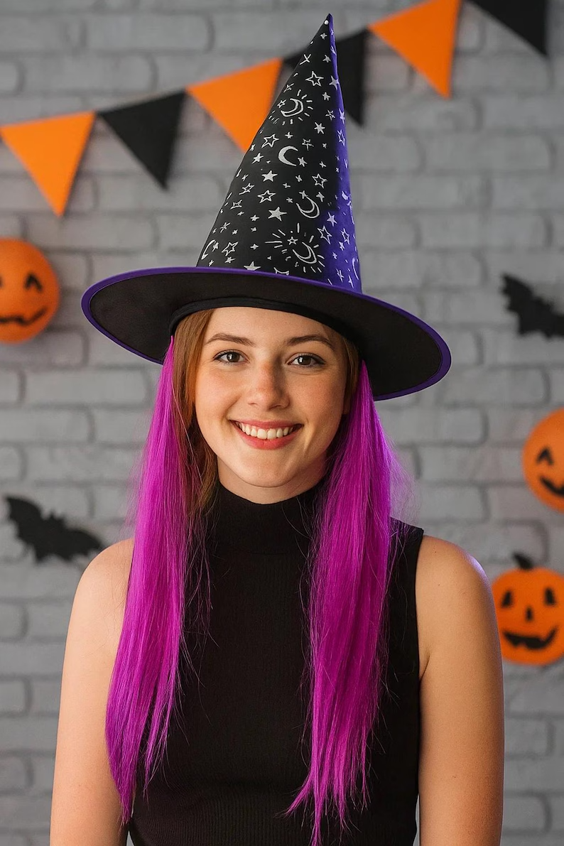 Cloth Witch Hat: Halloween Costume Accessory, Halloween Custom, Spooky Season Gift, Accessories for Porch Yard Indoor Outdoor Decor
