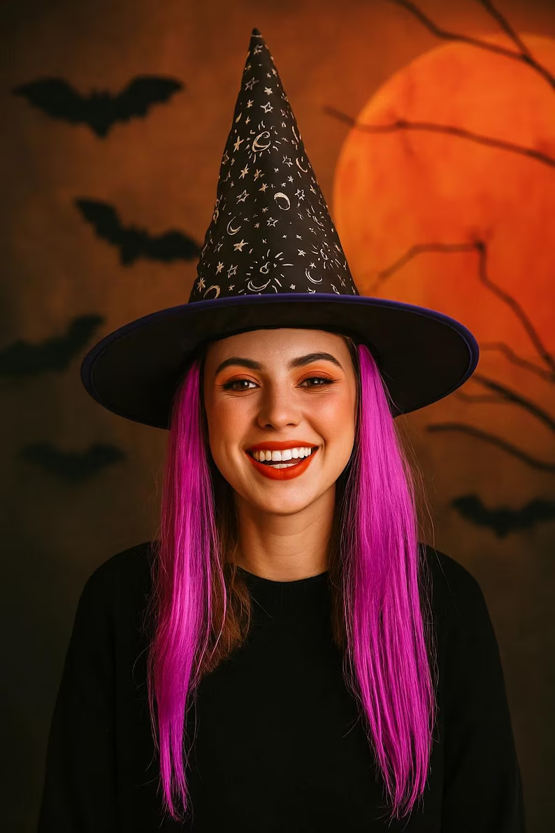 Cloth Witch Hat: Halloween Costume Accessory, Halloween Custom, Spooky Season Gift, Accessories for Porch Yard Indoor Outdoor Decor