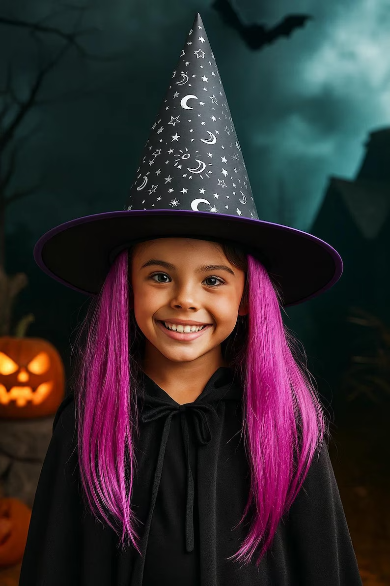 Cloth Witch Hat: Halloween Costume Accessory, Halloween Custom, Spooky Season Gift, Accessories for Porch Yard Indoor Outdoor Decor