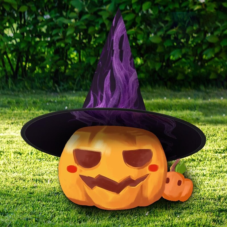Flaming Witch Hat: Purple Fire Halloween Costume, Spooky Cosplay, Spooky Season Gift, Accessories for Porch Yard Indoor Outdoor Decor