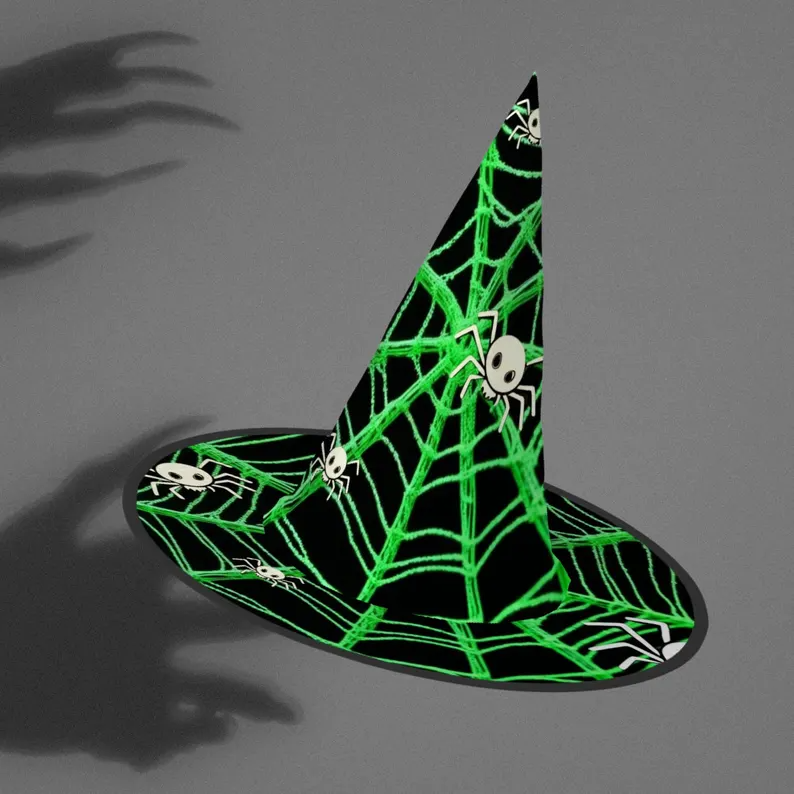 Halloween Witch Hat: Spider Web Costume Party Decor, Halloween Custom, Spooky Season Gift, Accessories for Porch Yard Indoor Outdoor Decor