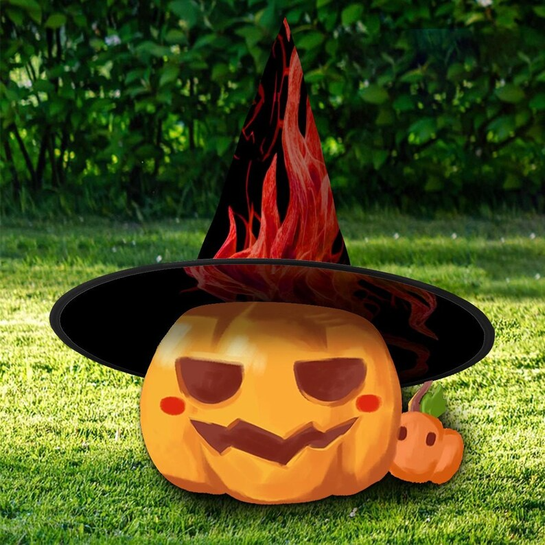 Flaming Witch Hat: Red Fire Design Halloween Costume, Spooky Season Gift, Accessories for Porch Yard Indoor Outdoor Decor