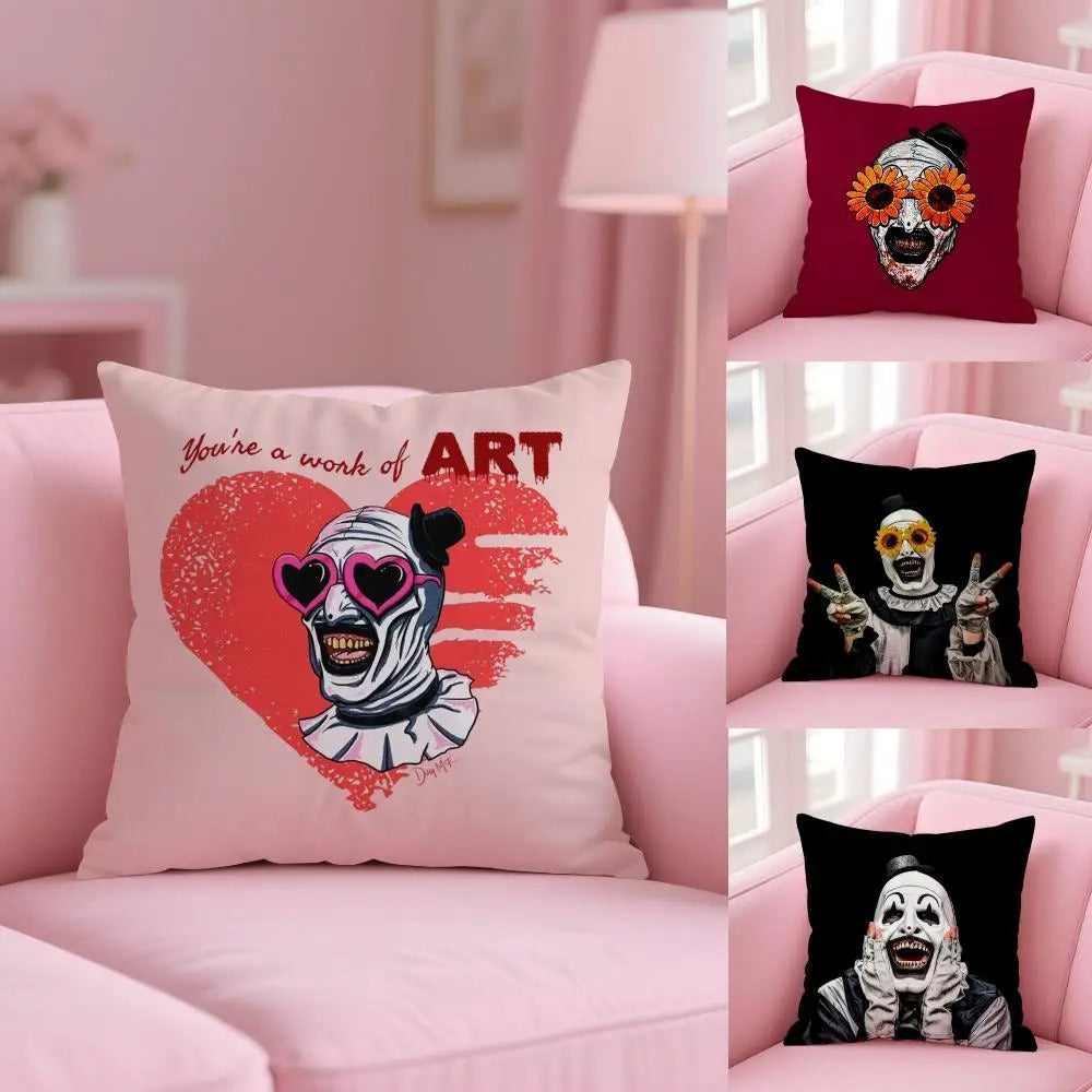 Horror Movie Plush Pillow Cover, Double-Sided Printed Throw Cushion Case, Soft Short Plush Winter Home Decor, Machine Washable Pillowcase