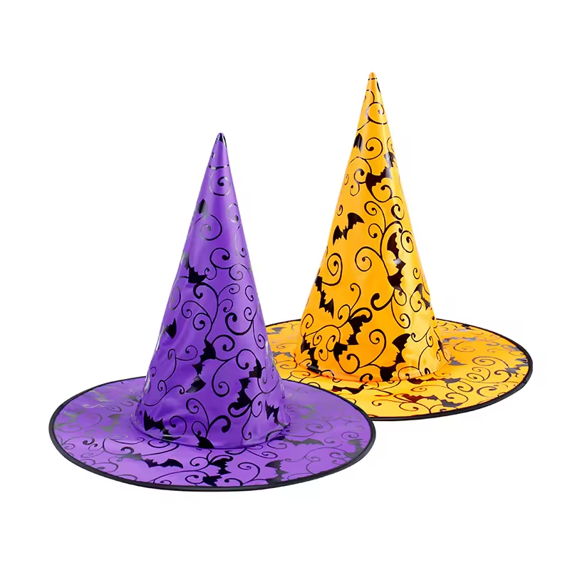 Halloween Bat Colorful Wizard Hat, Witch Hat Theme Party Decoration Props, Spooky Season Gift, Accessories for Porch Yard Indoor Outdoor Decor
