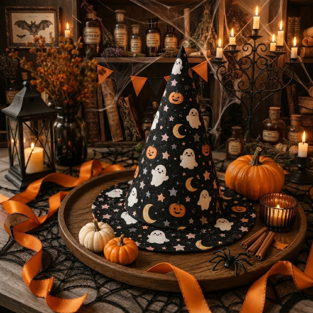 Witch Hat Ghost And Pumpkin, Halloween Costume, Spooky Season Gift, Accessories for Porch Yard Indoor Outdoor Decor