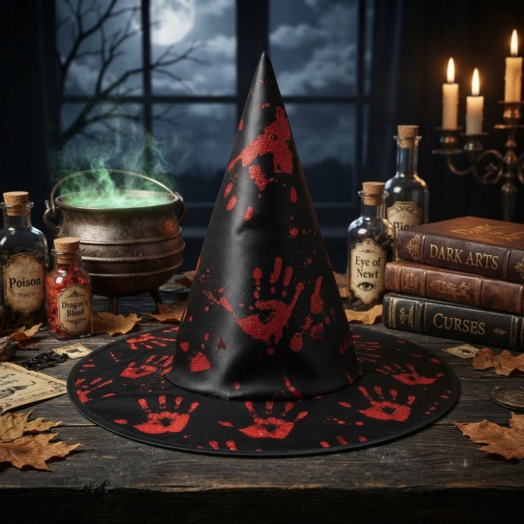 Black With Red Handprints, Halloween Costume, Spooky Season Gift, Accessories for Porch Yard Indoor Outdoor Decor