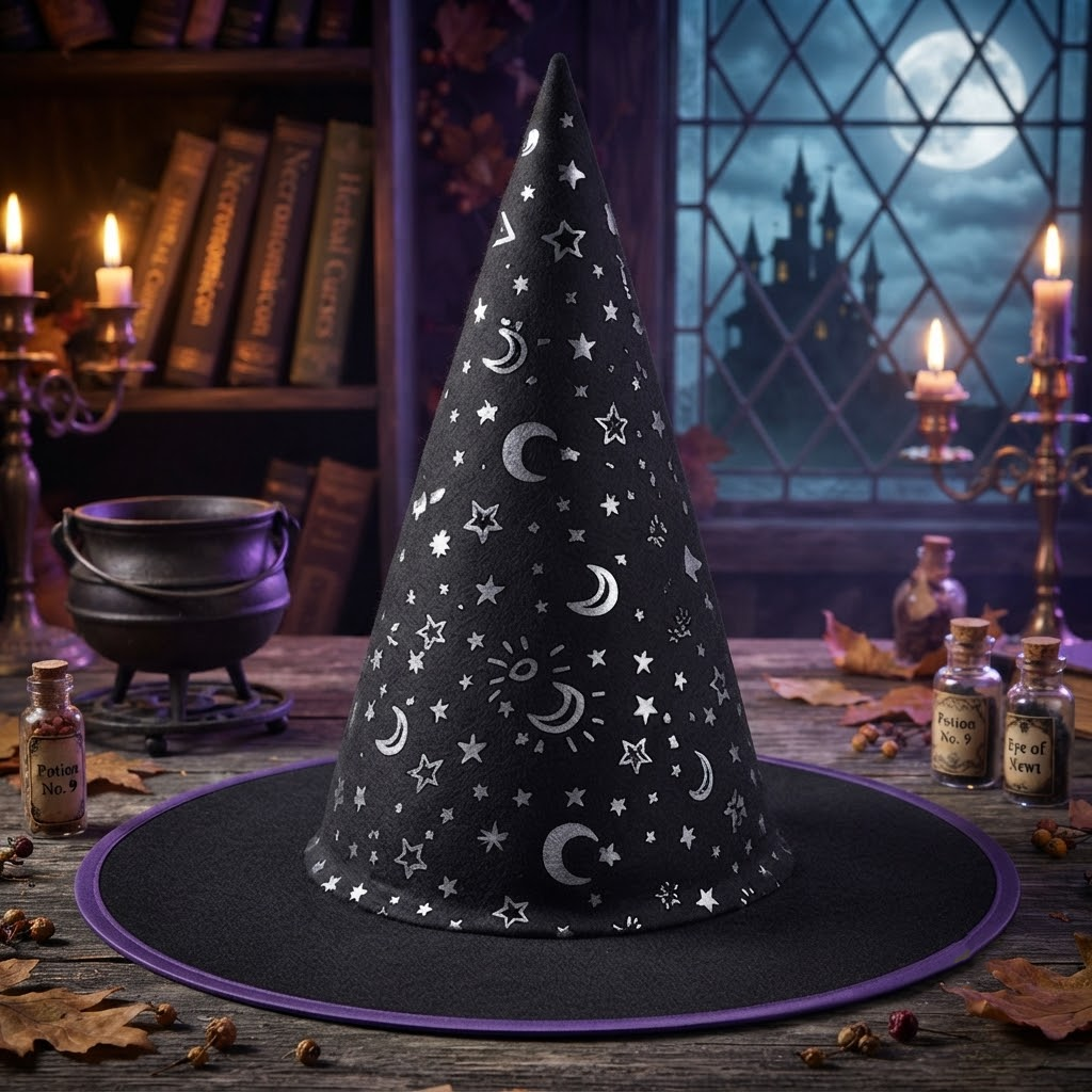 Cloth Witch Hat: Halloween Costume Accessory, Halloween Custom, Spooky Season Gift, Accessories for Porch Yard Indoor Outdoor Decor