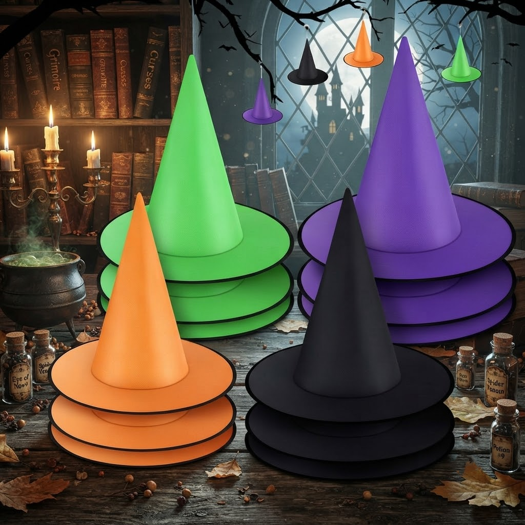 Halloween Witch Hat, Hanging Decor, Halloween Costume, Accessories for Porch Yard Indoor Outdoor Decor
