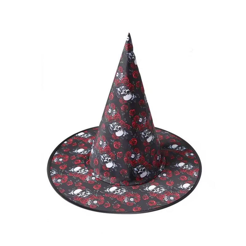 Halloween Skull And Roses Witch Hat Party, Witch Hat Costume Props, Black Witch Hat, Spooky Season Gift, Accessories for Porch Yard Indoor Outdoor Decor