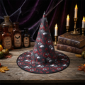 Halloween Skull And Roses Witch Hat Party, Witch Hat Costume Props, Black Witch Hat, Spooky Season Gift, Accessories for Porch Yard Indoor Outdoor Decor