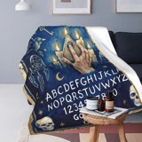Ouija Board Blanket, Gothic Witch Flannel Throw Blanket, Soft Cozy Spooky Blanket for Sofa, Couch, Bed, Halloween Home Decor