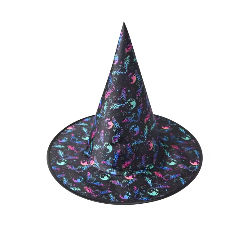 Halloween Bats And Moon Witch Hat Party, Witch Hat Costume Props, Black Witch Hat, Spooky Season Gift, Accessories for Porch Yard Indoor Outdoor Decor