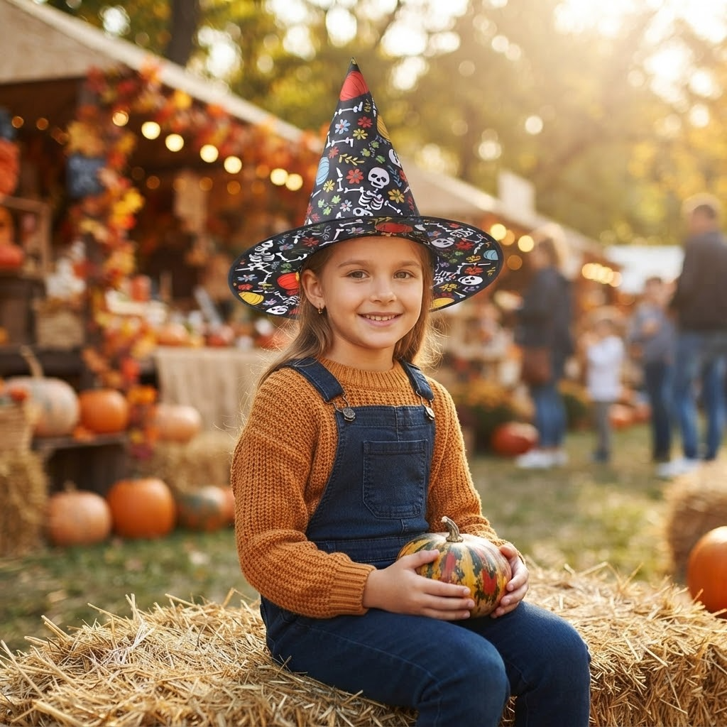 Halloween Funky Skeletons Witch Hat Party, Witch Hat Costume Props, Black Witch Hat, Spooky Season Gift, Accessories for Porch Yard Indoor Outdoor Decor