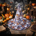 Halloween Pastel Purple Witch Hat Costume Pumpkins Pattern, Cosplay Headwear for Halloween, Costume and Makeup Party Decor