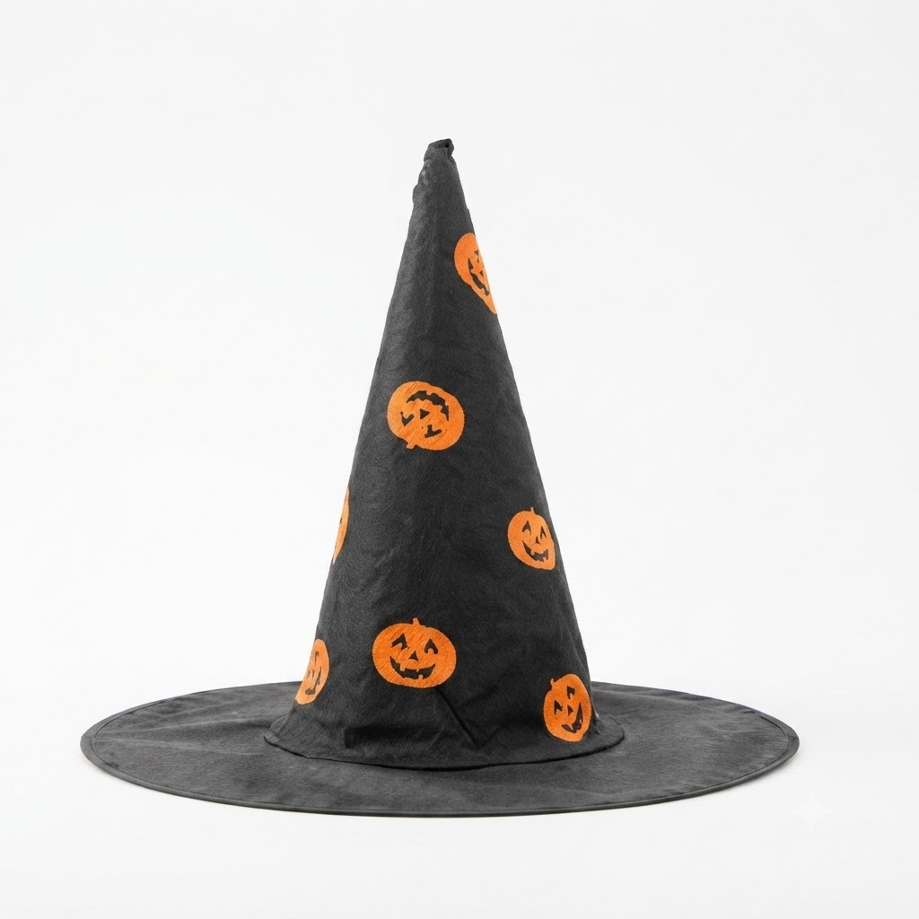 Halloween Hat Children Adults Magic Wizard Hat Party Costume Accessories Pumpkins Printed Pointed Witch Hat, Spooky Season Gift, Accessories for Porch Yard Indoor Outdoor Decor