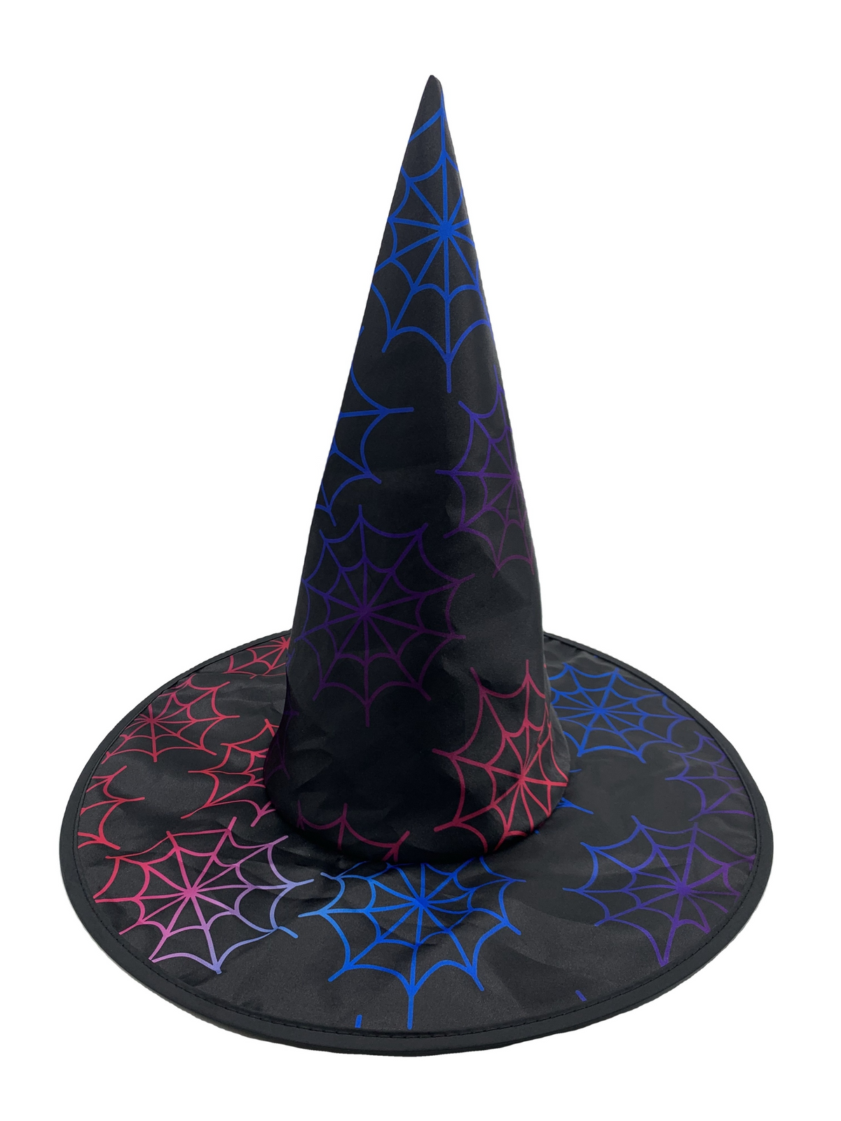 Halloween Witch Hat Wizard Cosplay Decorations Spooky Colorful Spider Web Print Curved Horn For Party