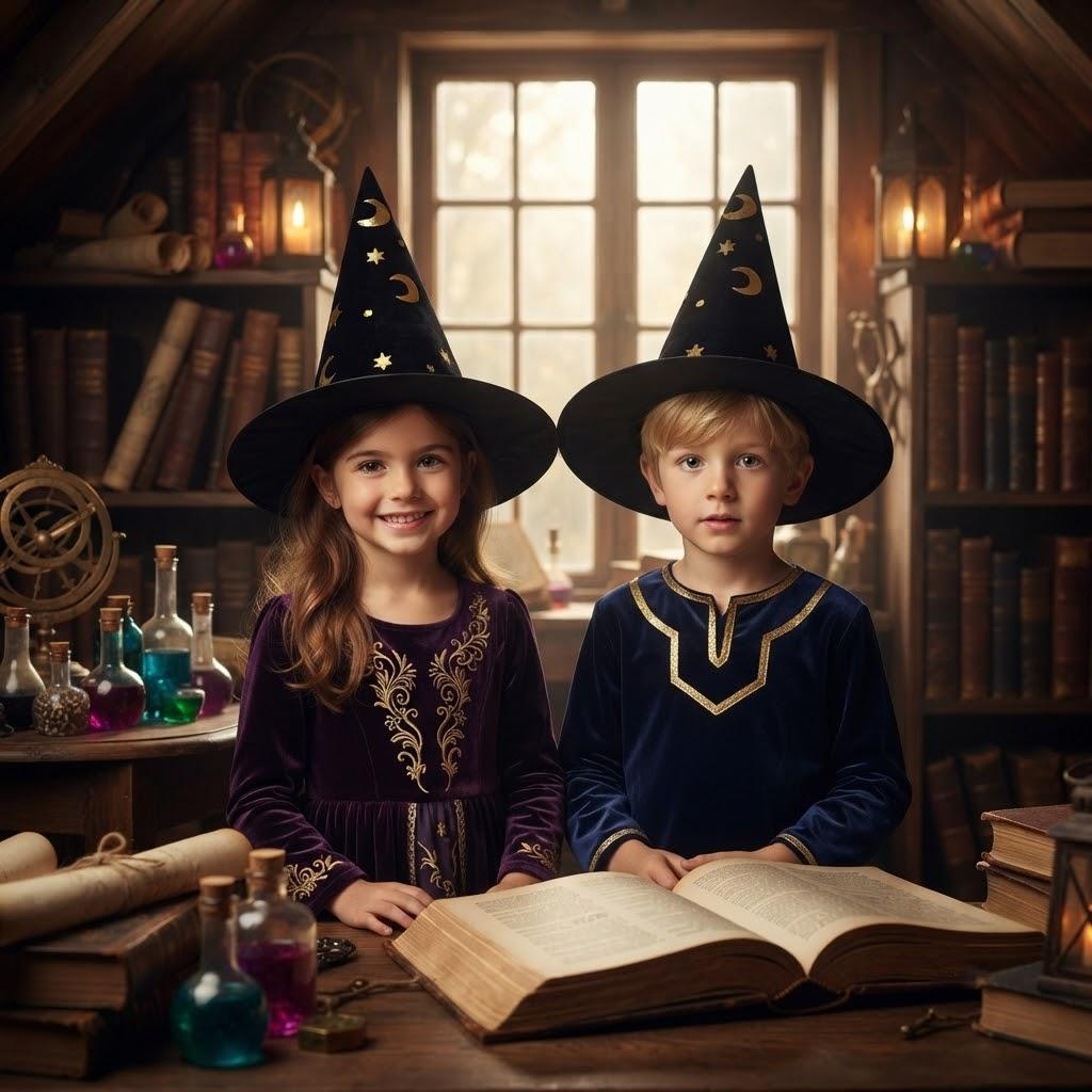 Witch And Wizard Hat, Stars And Moon Hat Halloween Costume, Spooky Season Gift, Accessories for Porch Yard Indoor Outdoor Decor