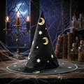 Witch And Wizard Hat, Stars And Moon Hat Halloween Costume, Spooky Season Gift, Accessories for Porch Yard Indoor Outdoor Decor