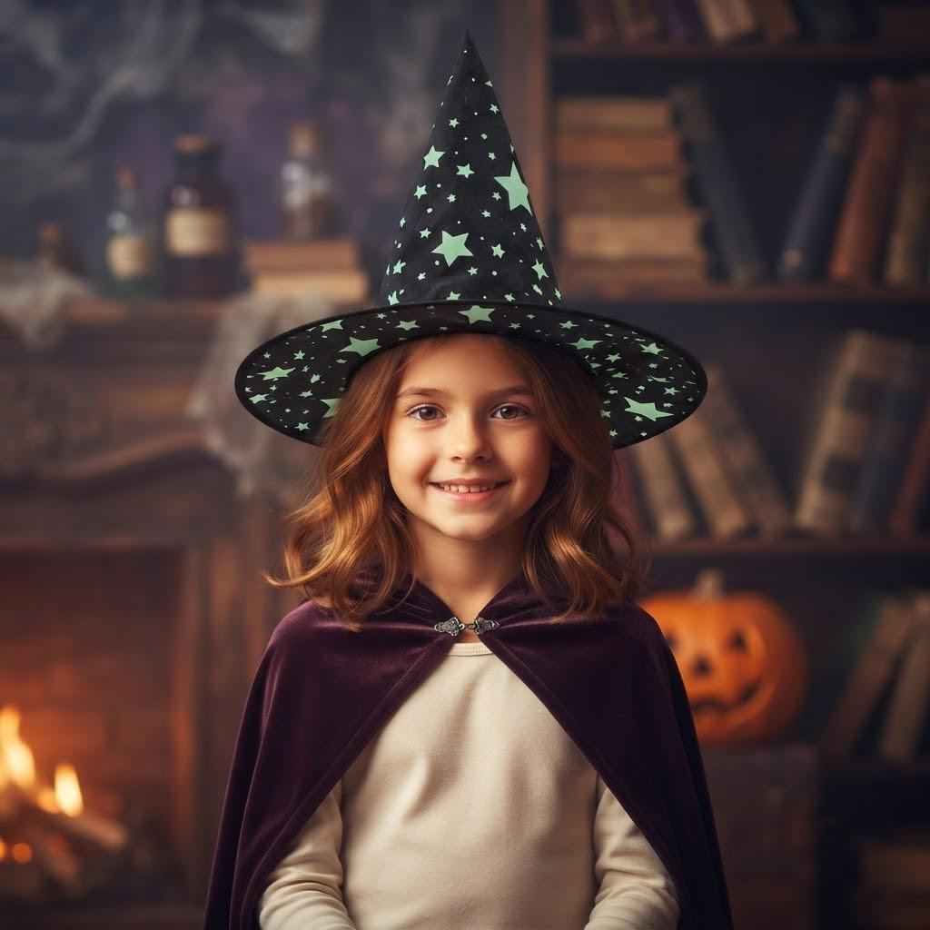 Halloween Witch Hat Green Hallows Party, Trick or Treat Black, Halloween Costume, Spooky Season Gift, Accessories for Porch Yard Indoor Outdoor Decor