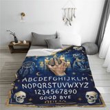 Ouija Board Blanket, Gothic Witch Flannel Throw Blanket, Soft Cozy Spooky Blanket for Sofa, Couch, Bed, Halloween Home Decor