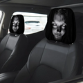 Scary Ghost Face Car Headrest Covers (1pc), Horror Auto Seat Protector, Stretchy Halloween Car Interior Decor