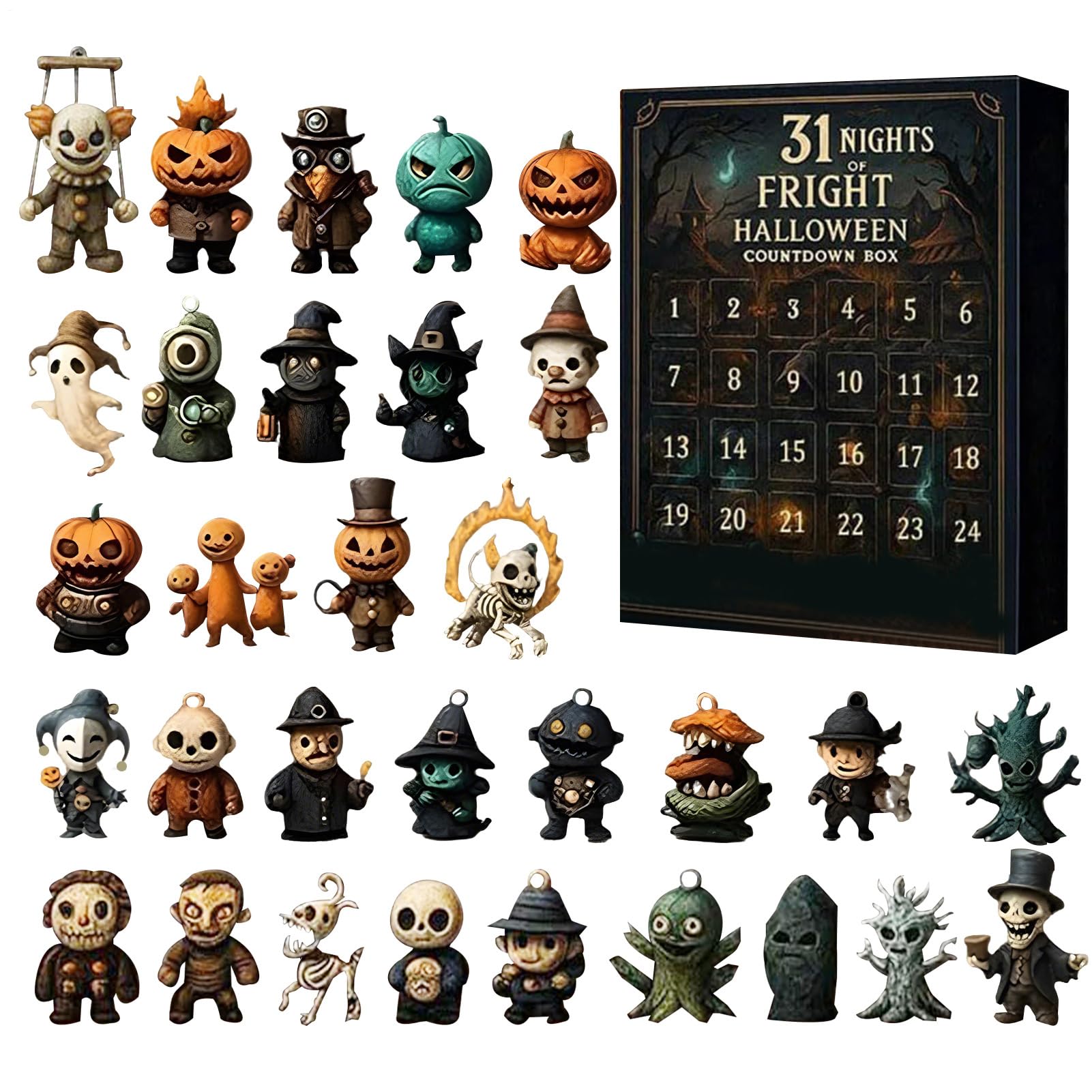 Halloween Advent Calendar 2026, Halloween Countdown Calendar with Mini Spooky Figurines, Surprise Blind Box, 7/15/31 Nights, Halloween Decor, Party Favors & Gifts