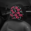 Pink Cherry Skull Car Headrest (1pc), Dark Coquette Car Head Rest Cover, Car Interior Accessories Pink And Black Car Decor, Pink Goth Zombie Car