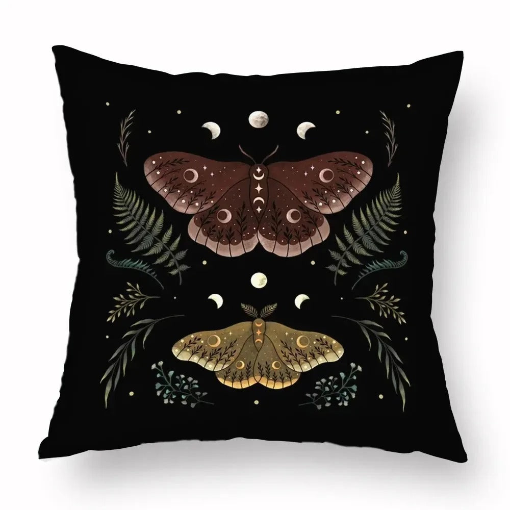 Halloween Moon & Witch Pillow Cover, Spooky Witchy Throw Pillow Case, Gothic Fall Home Decor, Decorative Cushion Cover for Sofa, Bedroom & Car