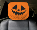 Spooky Halloween Jack-O-Lantern Face Car Headrest Cover (1pc), Gothic Pumpkin Auto Interior Decor, Pumpkin Vehicle Accessories