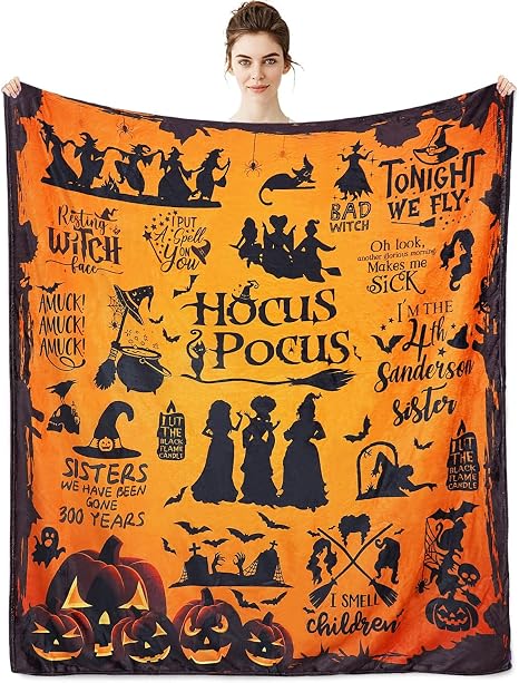 Metawu Witch Blanket Halloween Throw Blankets for Women Witch Flannel Fleece Blankets for Couch Sofa Bed Chair Decor Halloween Decorations Blanket