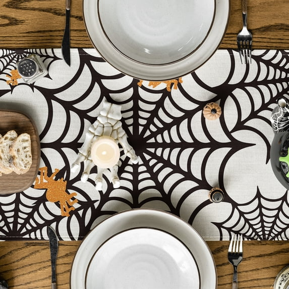 Spider Web Halloween Table Runner