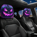 Creative Funny Pumpkin Skull Seat Headrest Protector (1pc), Novelty Car Decor Accessory