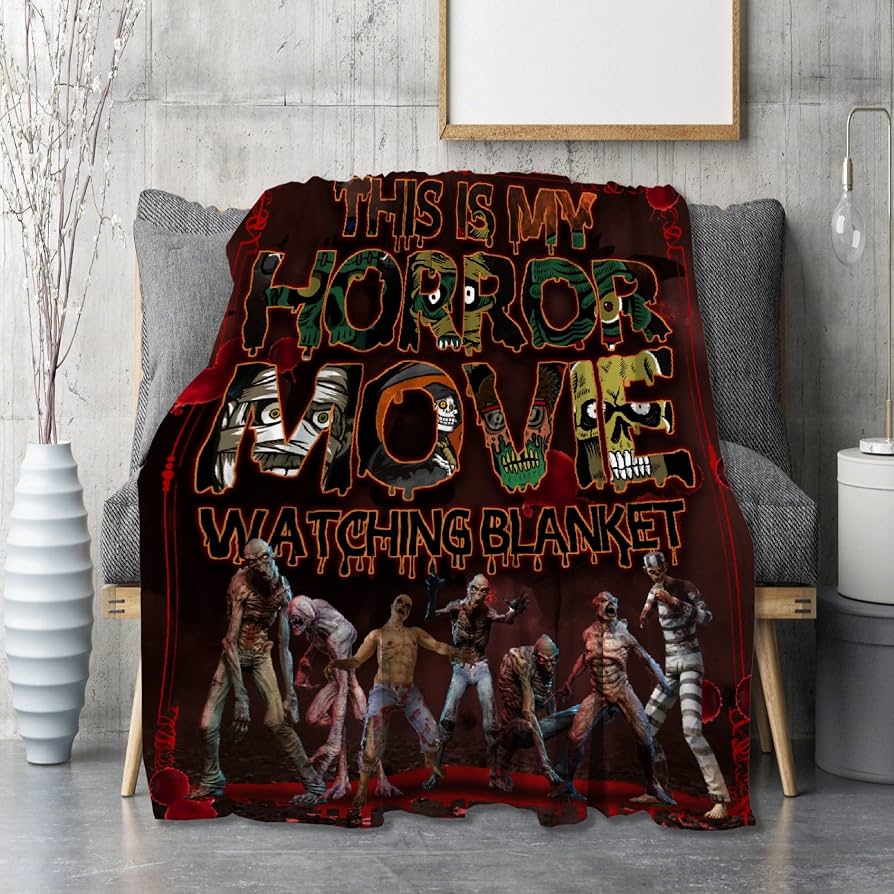 This Is My Horror Movie Watching Blanket Gothic Bat Pattern Throw