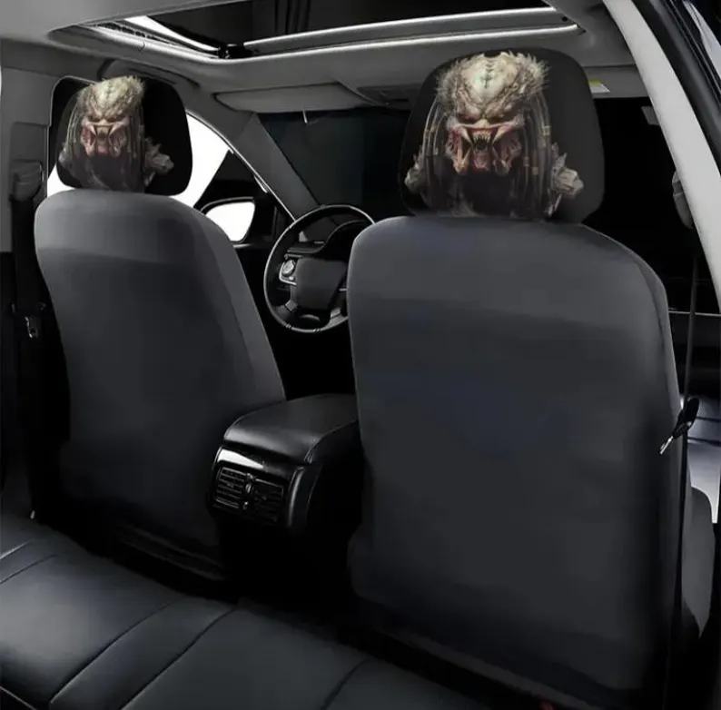 Grim Reaper Skull Car Headrest Cover, Red Eyes Horror Auto Seat Decor (1pc), Gothic Halloween Car Interior Accessory, Headrest Protector
