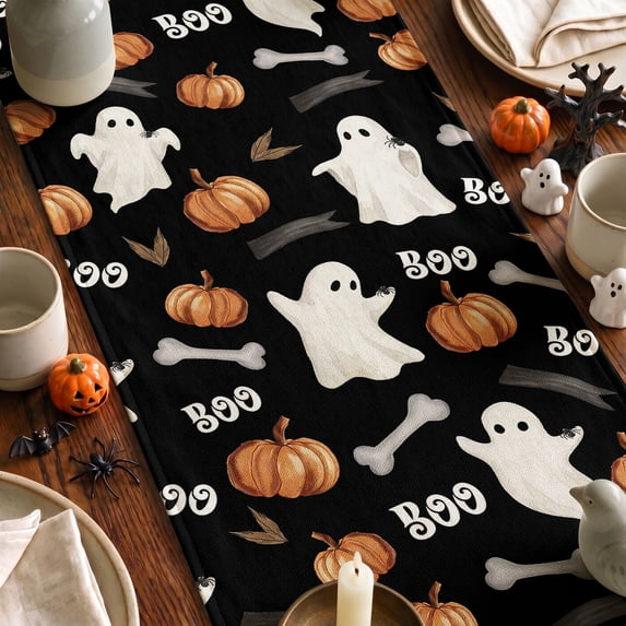 Smile Watercolor Cute Ghost Halloween Table Runner