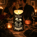 💀 Till Death Do Us Part Personalized LED Candle – Skeleton Couple Halloween Decor, Gothic Couple Gift 🖤🎃