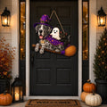 Halloween Wooden Sign Great Dane Witch Dog Wood Front Door Hanging for Dog Lovers
