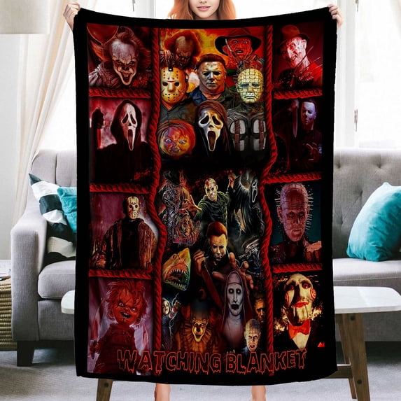 Jbralid This is My Horror Movie Watching Blanket, Horror Movie Blanket, Halloween Blanket, Scary Movie Blanket, Horror Blanket Gifts for Halloween