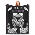 The Lovers Skeleton Blanket Gifts for Adults Women, Gothic Romantic Flannel Throw Blanket, Soft Comfy Lightweight Blanket for Room, Couch, Bed, Sofa, Halloween Goth Decor