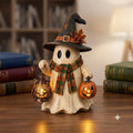 Wooden Ghost Lantern Block, Rustic Halloween Shelf Sitter, Cozy Fall Decor