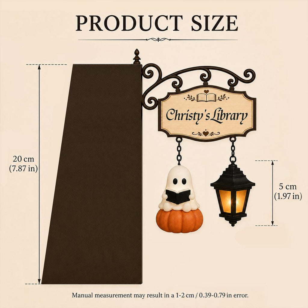 Personalized Reading Ghost Bookshelf Lamp, Halloween Book Nook Decor, Custom Library Light for Book Lovers