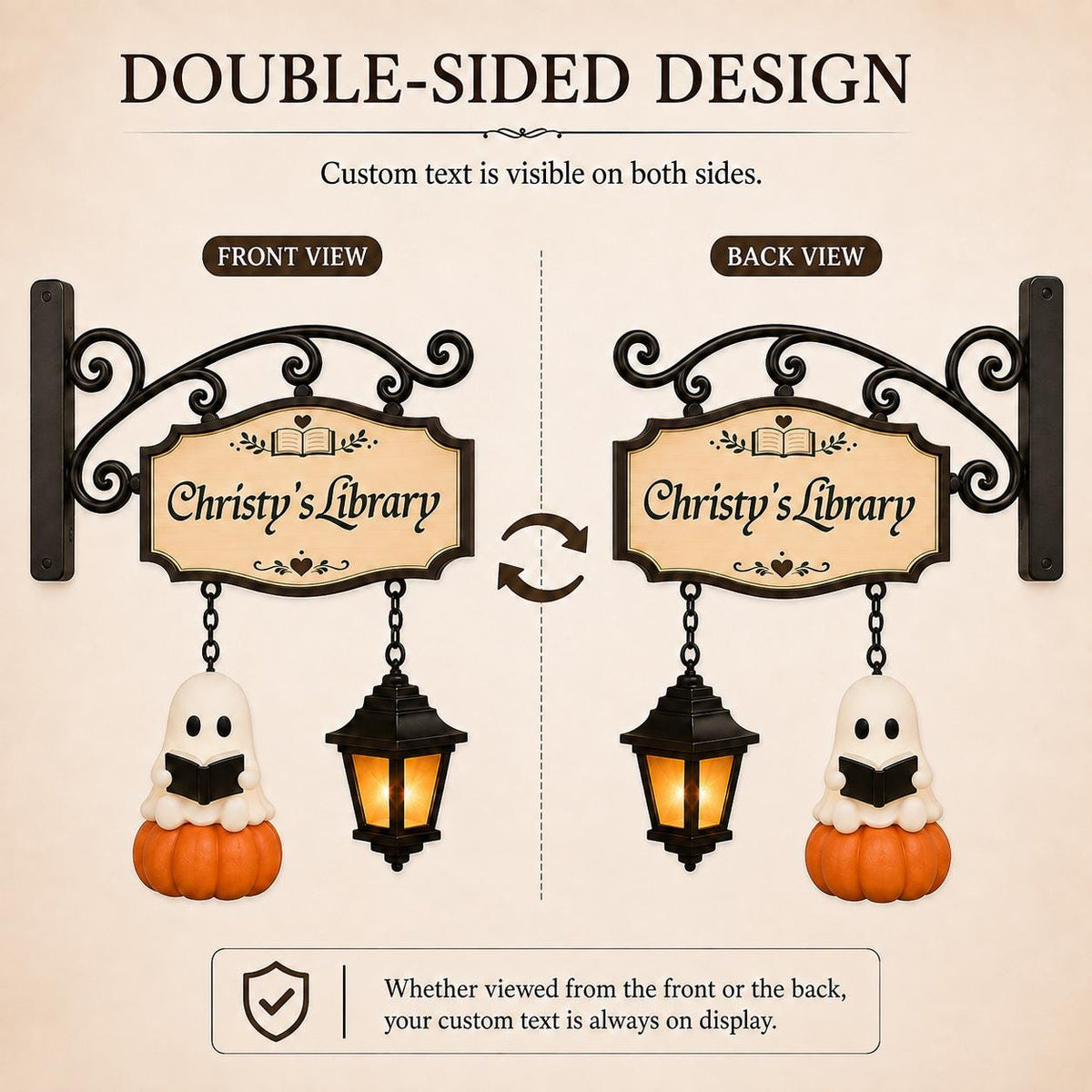 Personalized Reading Ghost Bookshelf Lamp, Halloween Book Nook Decor, Custom Library Light for Book Lovers
